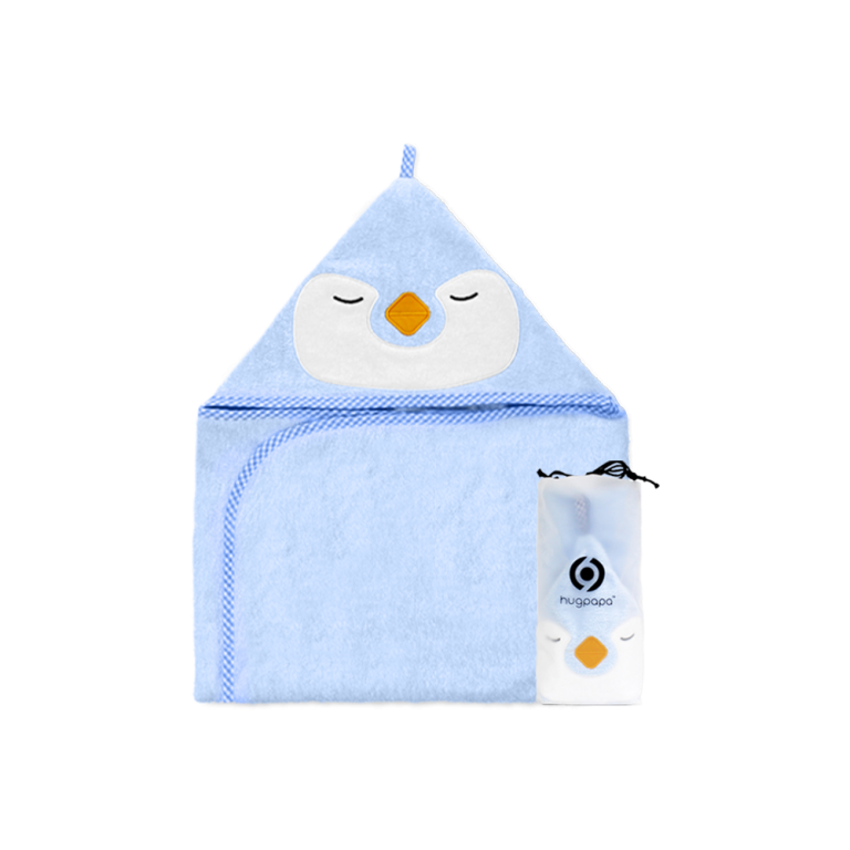 펭귄 후드 타올 - 라이트블루